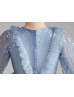 Elbow Sleeves Blue Sparkle Star Tulle Flower Girl Dress